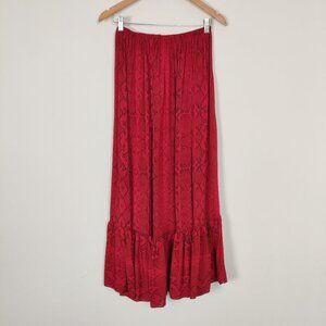 Women's Skirt Sz S Snakeskin Red Black A Line Tiered Whimsical Hippie Lagenlook